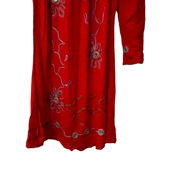 Poupette St Barth Off The Shoulder embroidered whimsical daisy flower M Red - Picture 7 of 16